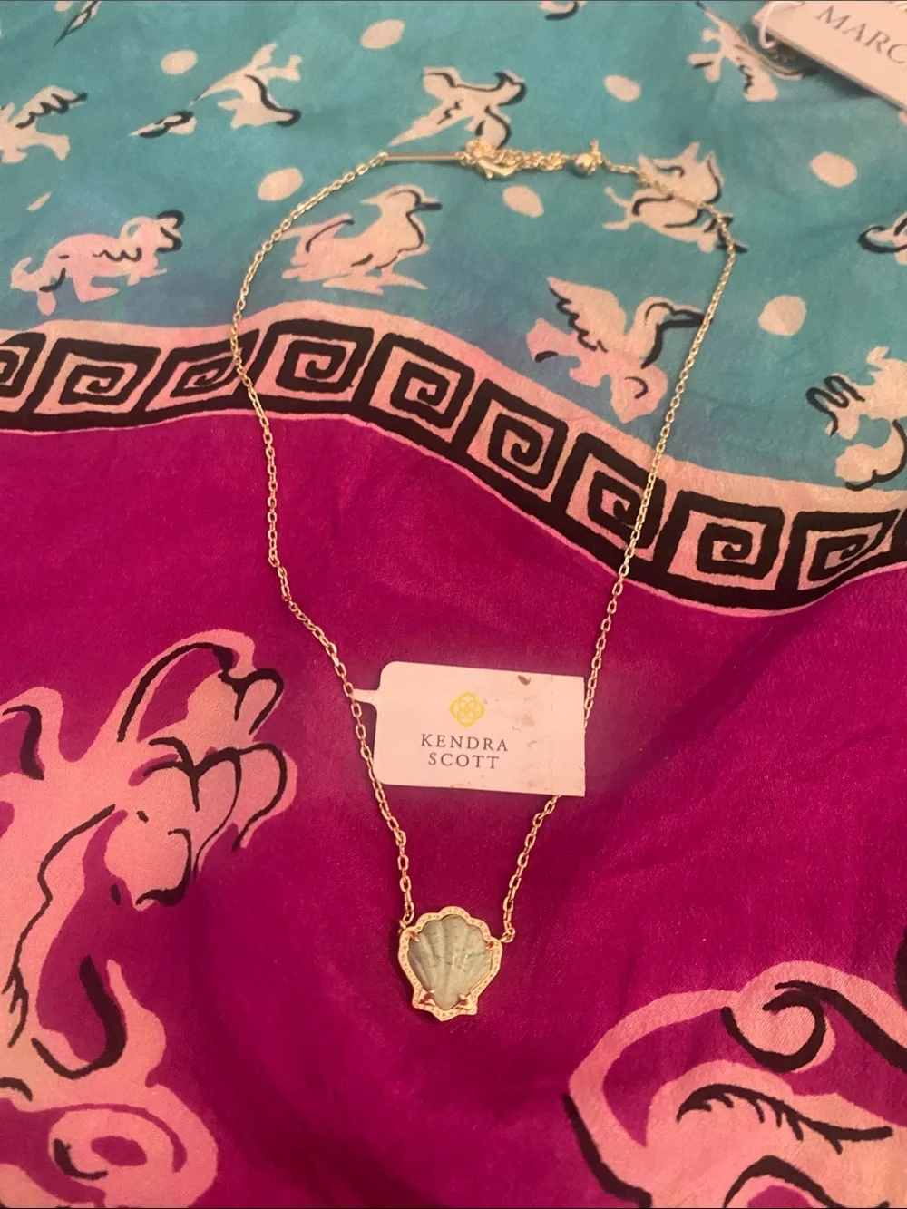 Kendra Scott Gold Necklace with Turquoise Shell Pendant